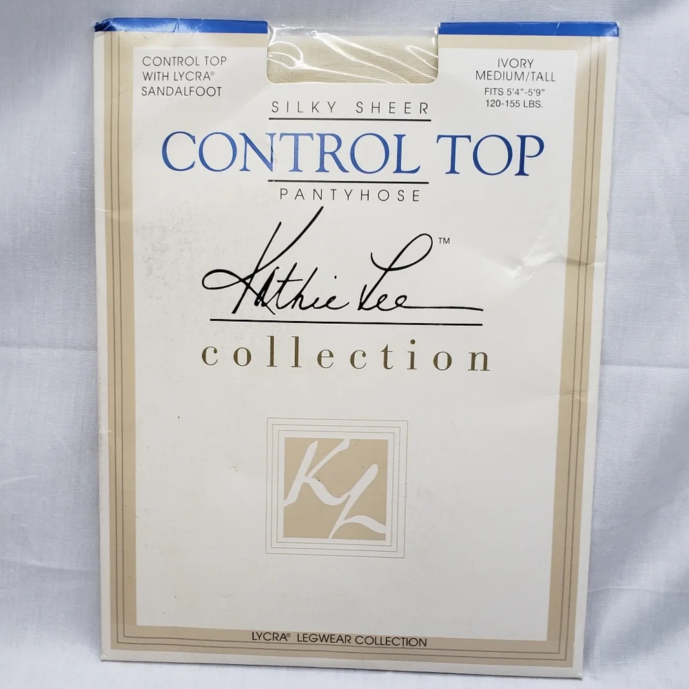 Kathie Lee Collection Silky Sheer Control Top Pantyhose Size Medium/Tall Ivory
